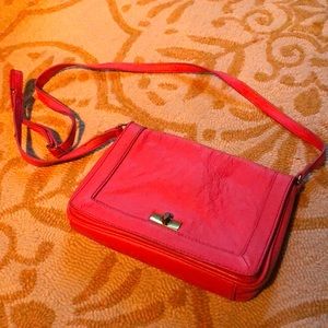 Coral leather J Crew over the shoulder bag